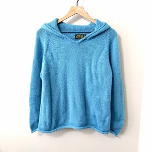 American South Side Alpaca Sweater Blue Hooded Pullover